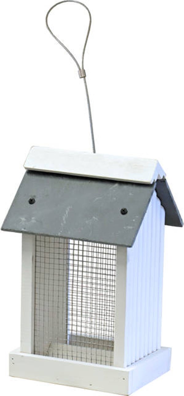 Pindahouder wit/leisteen 2-zijdig hangbaar, 27 cm.