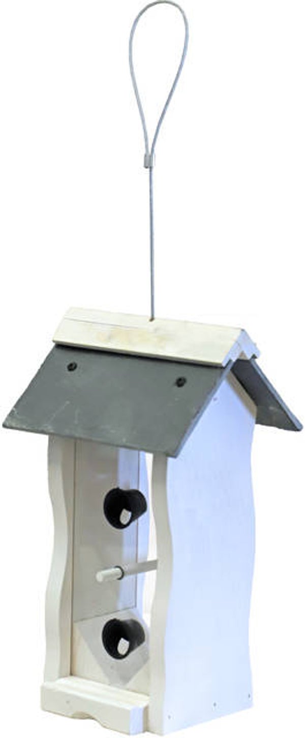 Voedersilo wit/leisteen 2-zijdig hangbaar, 29 cm.	