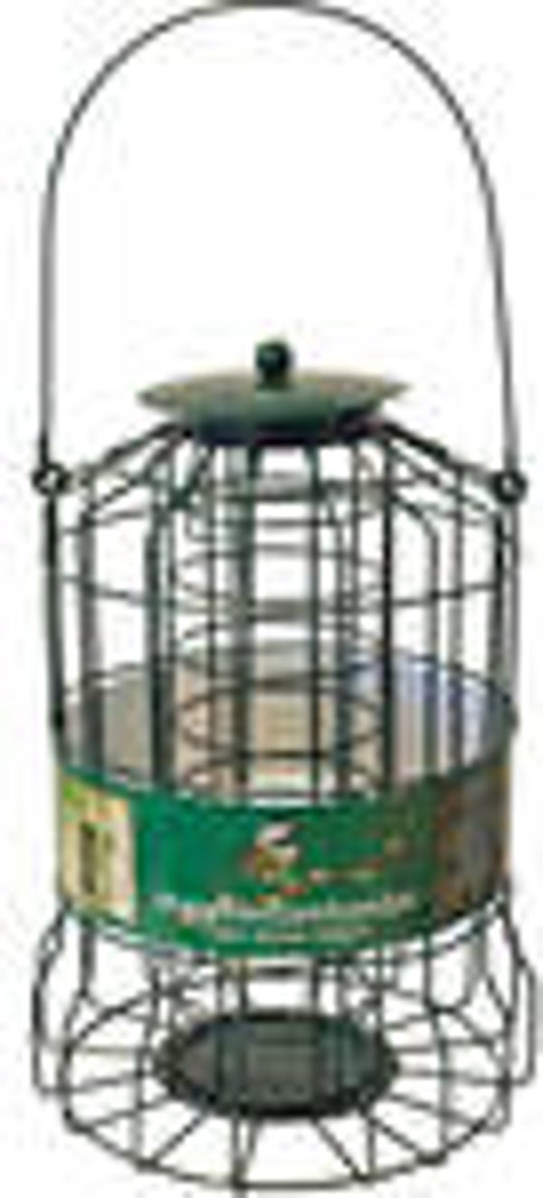 Metalen mezenbolhouder groen voor kleine vogels, 24x Ø 17 cm.