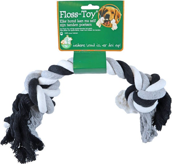 Floss-toy zwart/wit, gigant. (Voor zeer grote en krachtige honden van 40 kilo en zwaarder)