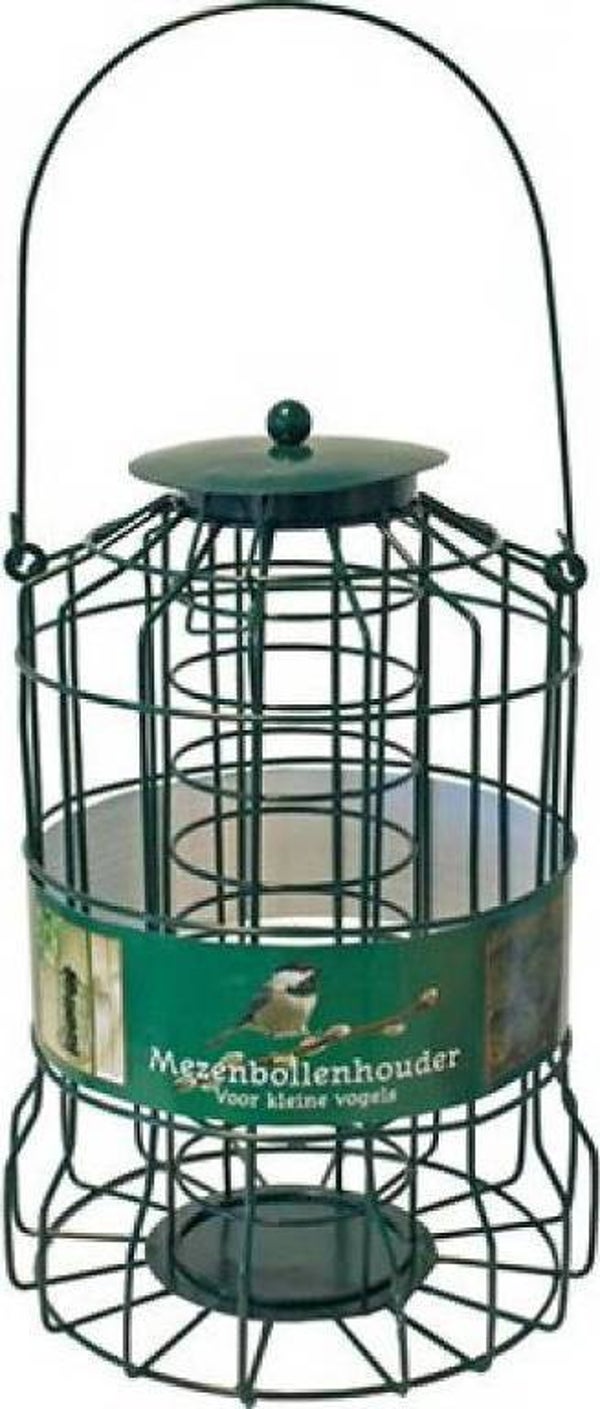 Mezenbollenhouder metaal groen voor kleine vogels