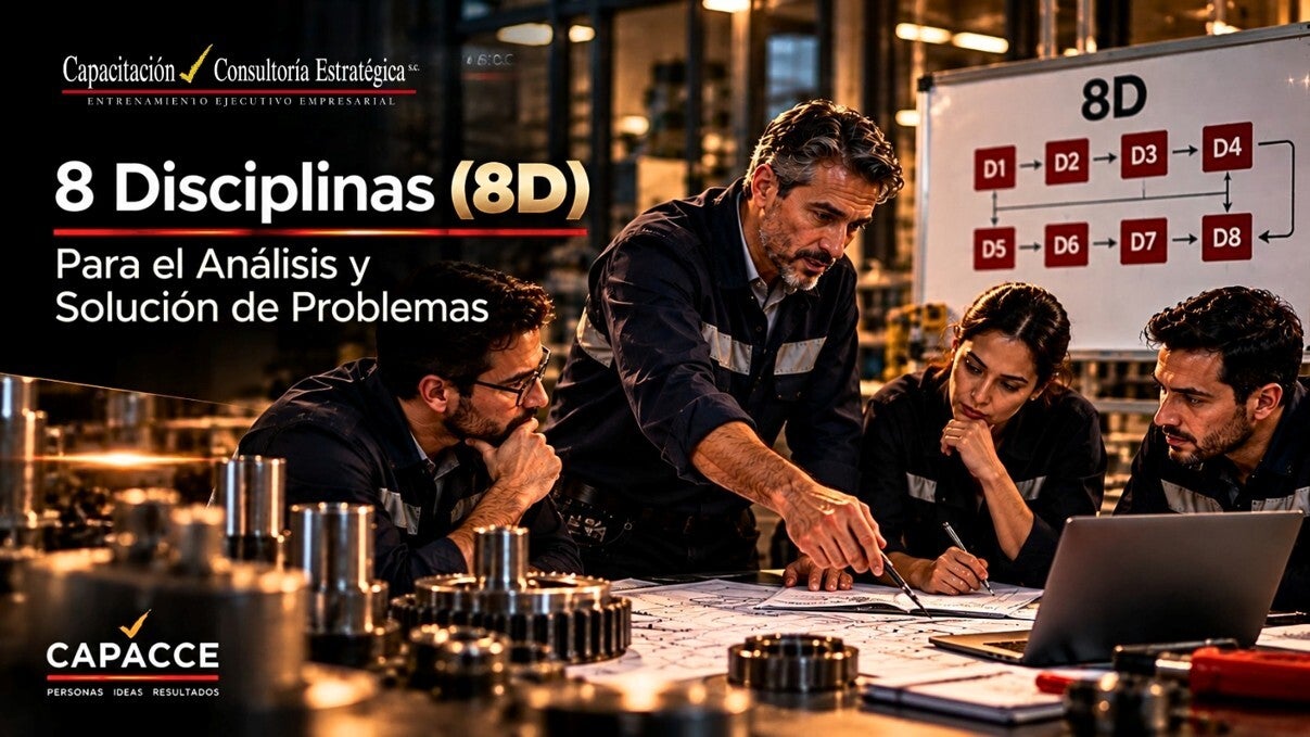 Curso de 8 Disciplinas 8D para análisis de causa raíz, solución de problemas y mejora continua en empresas