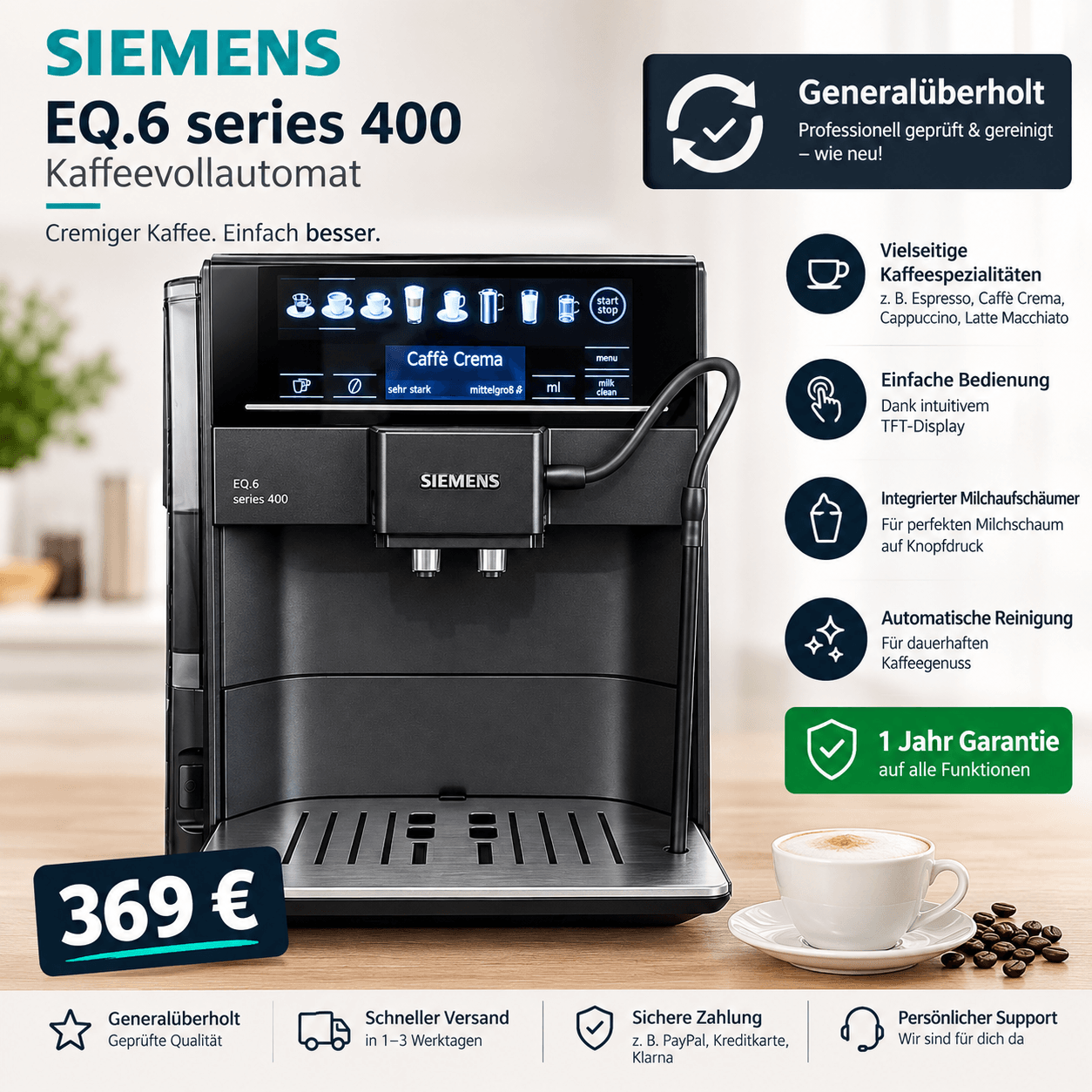 Kaffeevollautomat Siemens EQ.6 Series 400