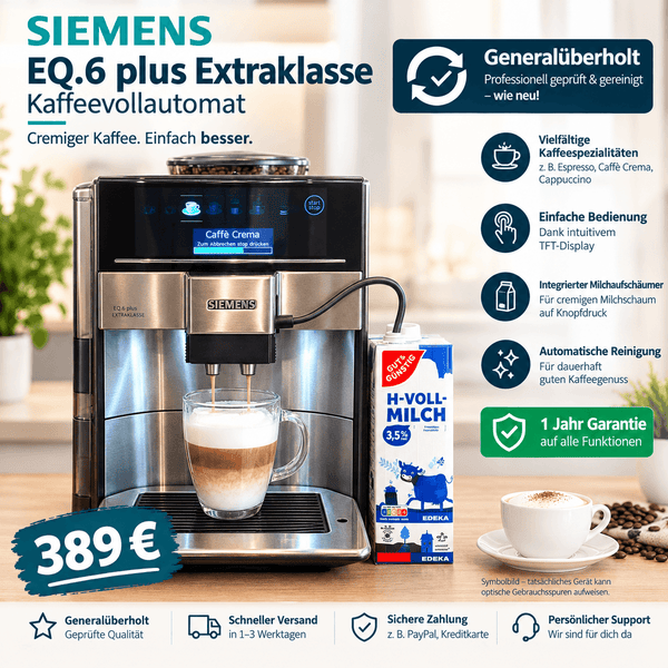 Siemens EQ.6 Plus Extraklasse Kaffeevollautomat