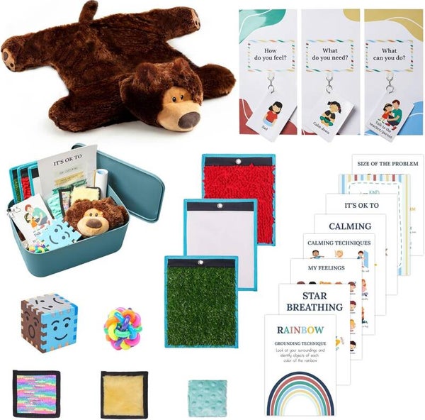 ODOXIA Autism Calm Corner | Calm Down Corner Kit | Calming Posters for Classroom | Calming Corner Kit with Posters, Solutions Wall, Sensory Toys, Fidget Tools | Ideal for Classrooms or Homes