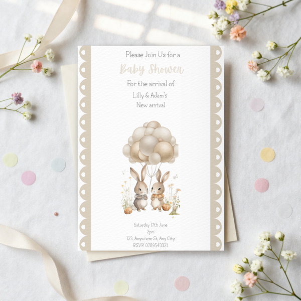 Bunny Themed Baby Shower Bundle/ printable/ editable/ baby shower/ invitations