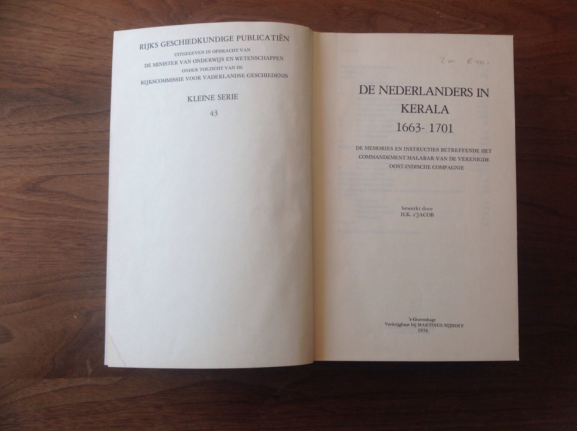 De Nederlanders in Kerala 1663-1701 bewerkt door H.K. s'Jacob