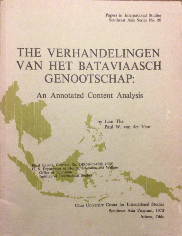 The verhandelingen van het Batviaasch genootschap: An annotated content analysis - Lian The and Paul W. van der Veur