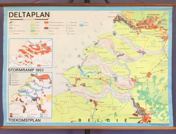Oude Schoolkaart Het Deltaplan - Zeeland
