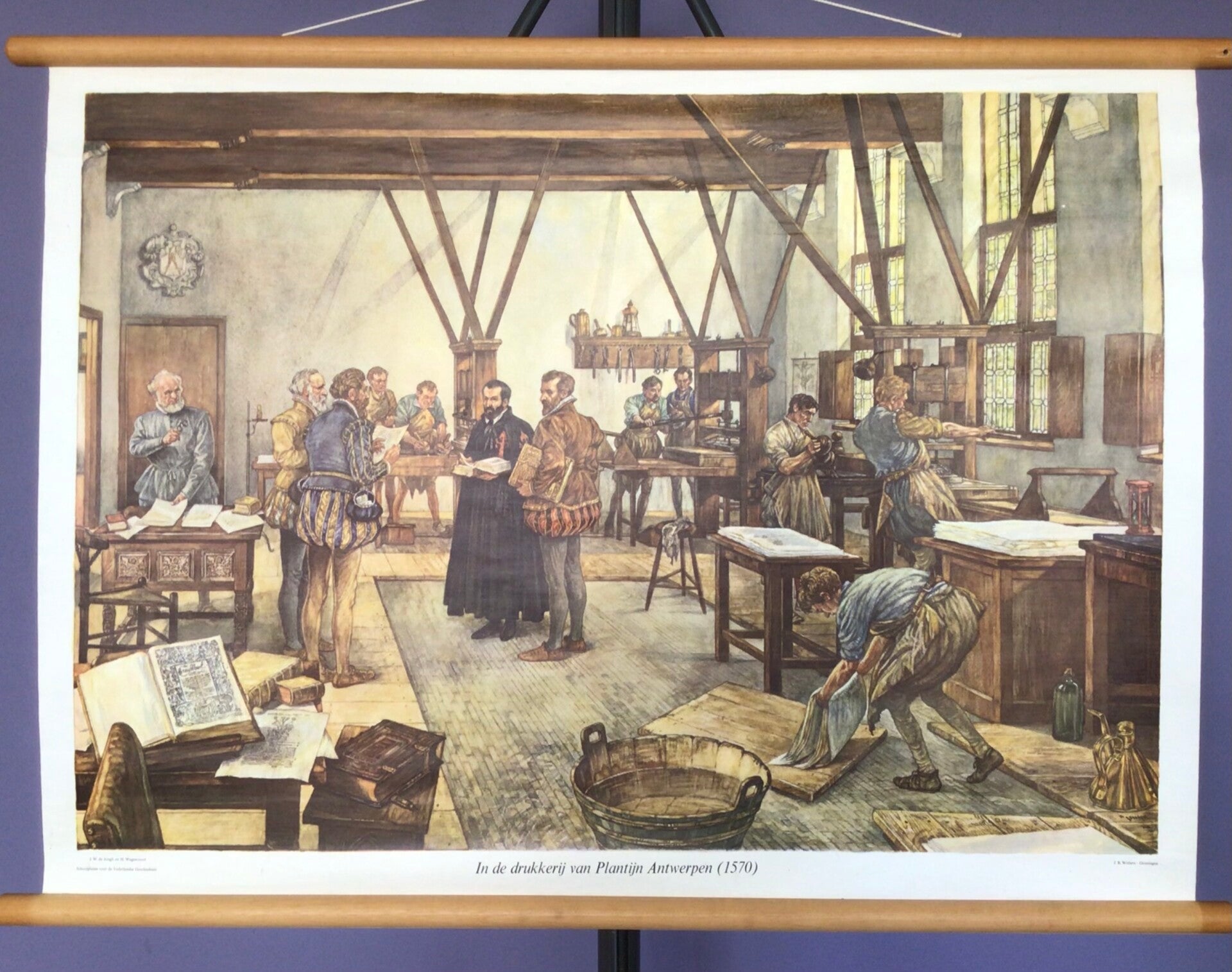 Oude Schoolkaart In de Drukkerij van Plantijn (1570)