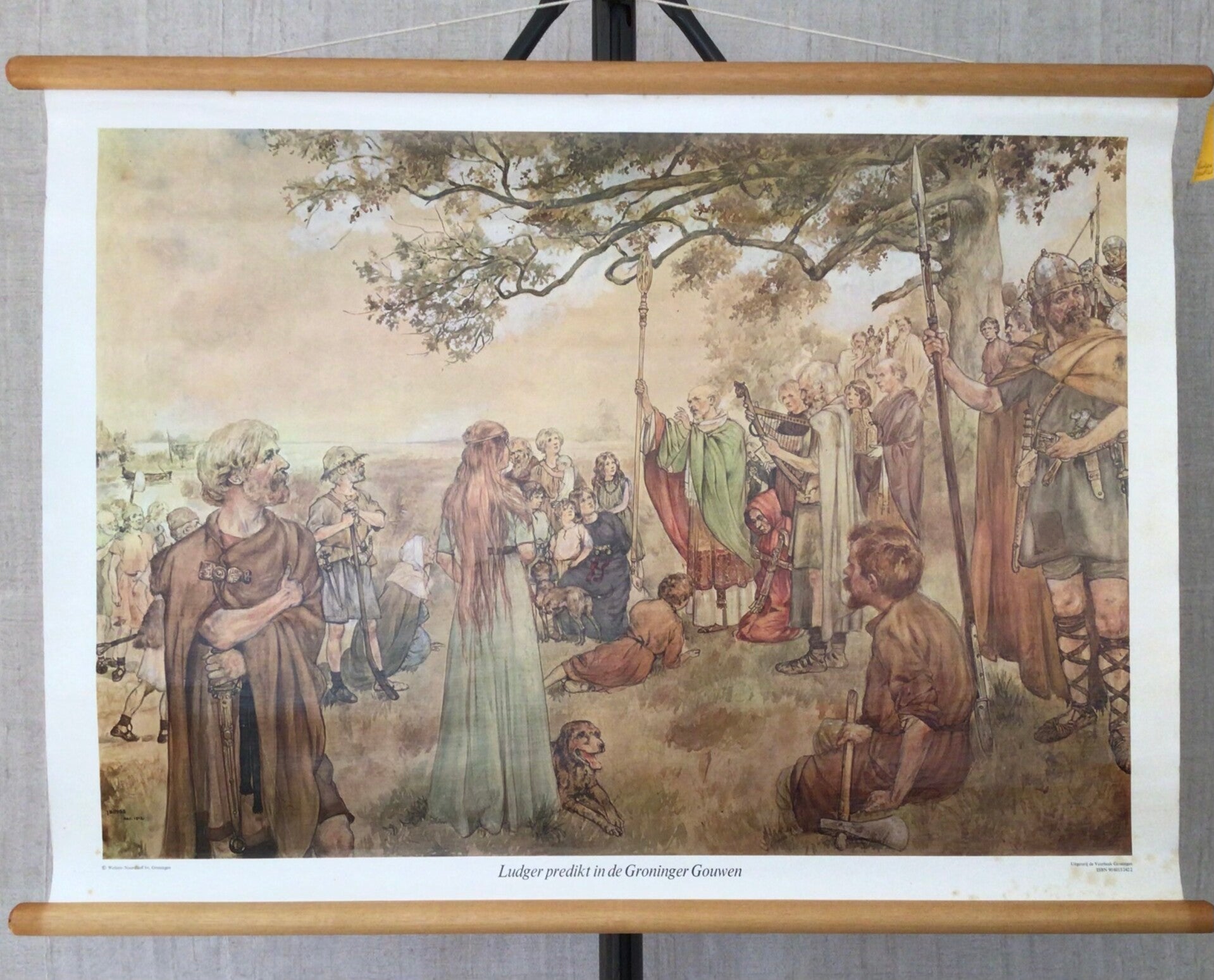 Oude Schoolkaart Ludger predikt in de Groninger Gouwen (777)