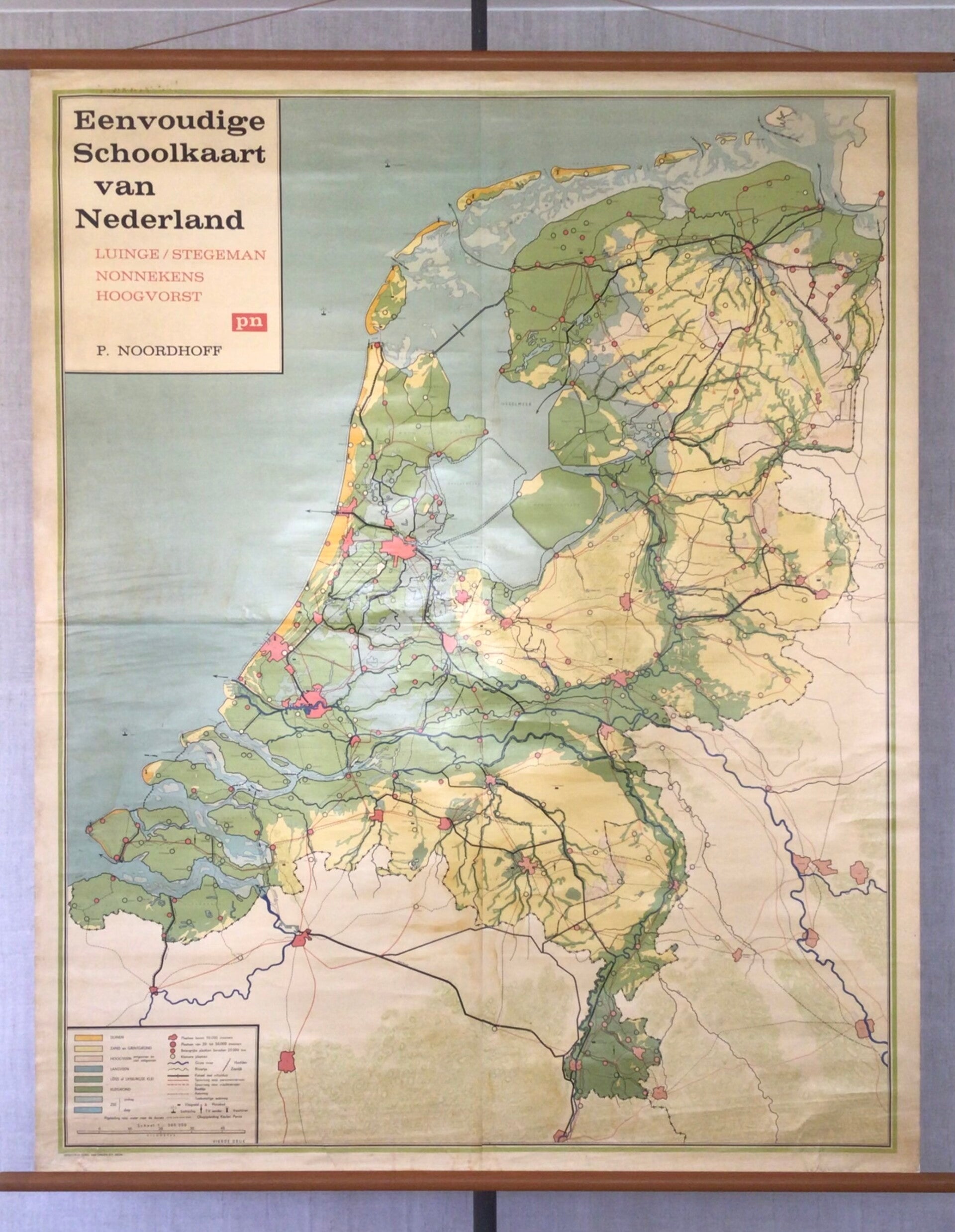 Oude Schoolkaart Eenvoudige kaart van Nederland