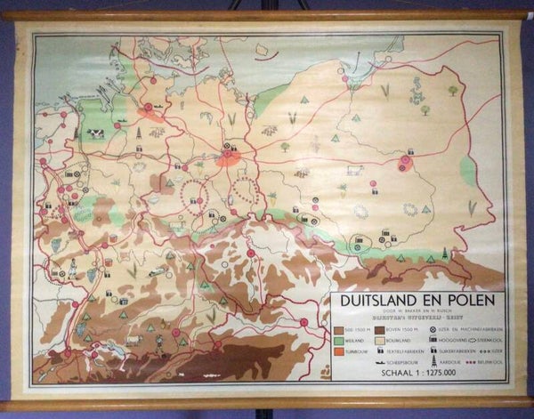 Oude Schoolkaart Duitsland en Polen