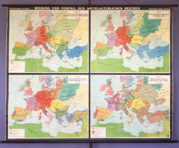 Oude Schoolkaart Bildung und Verfall des Mittelalterlichen Reiches (Alleen afhalen)