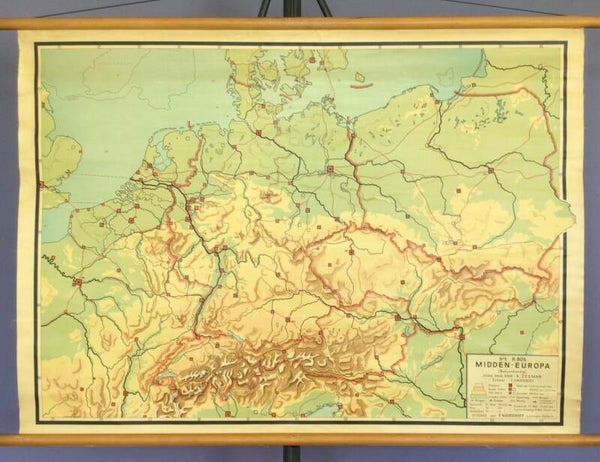 Oude Schoolkaart Midden-Europa
