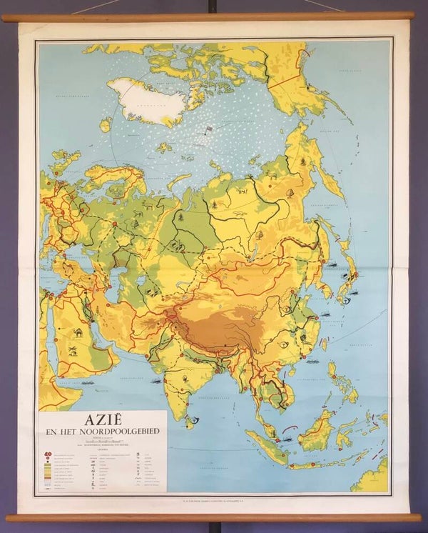 Oude Schoolkaart Azië