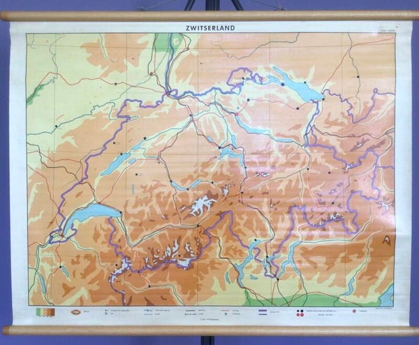 Oude Schoolkaart Zwitserland