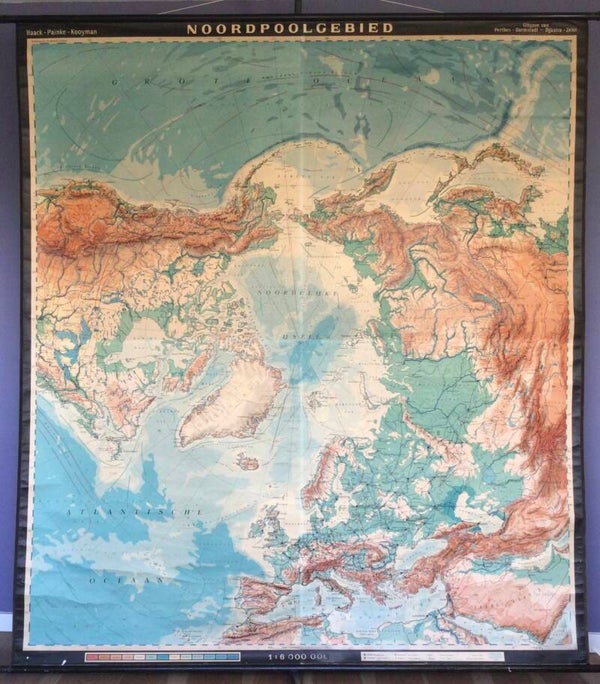 Oude Schoolkaart Noordpoolgebied - Haack-Painke-Kooyman (Alleen afhalen)