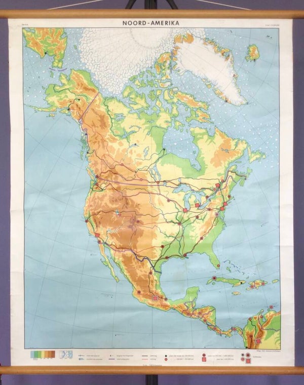 Oude Schoolkaart Noord-Amerika