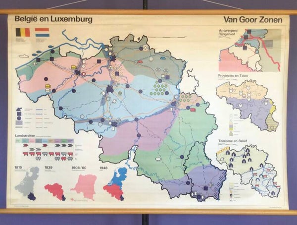 Oude Schoolkaart België en Luxemburg