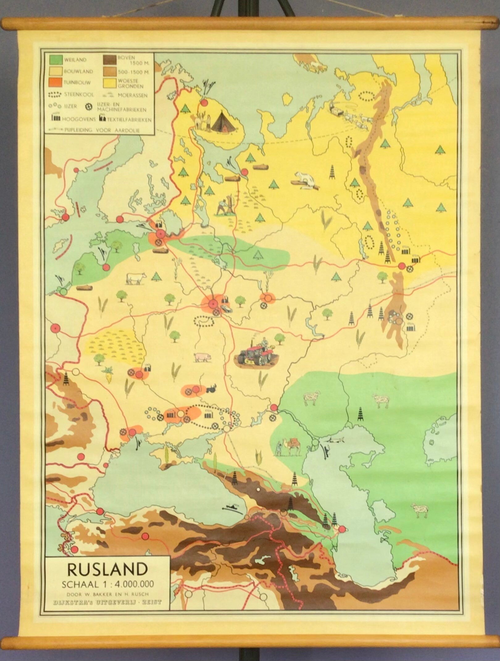 Oude Schoolkaart Rusland