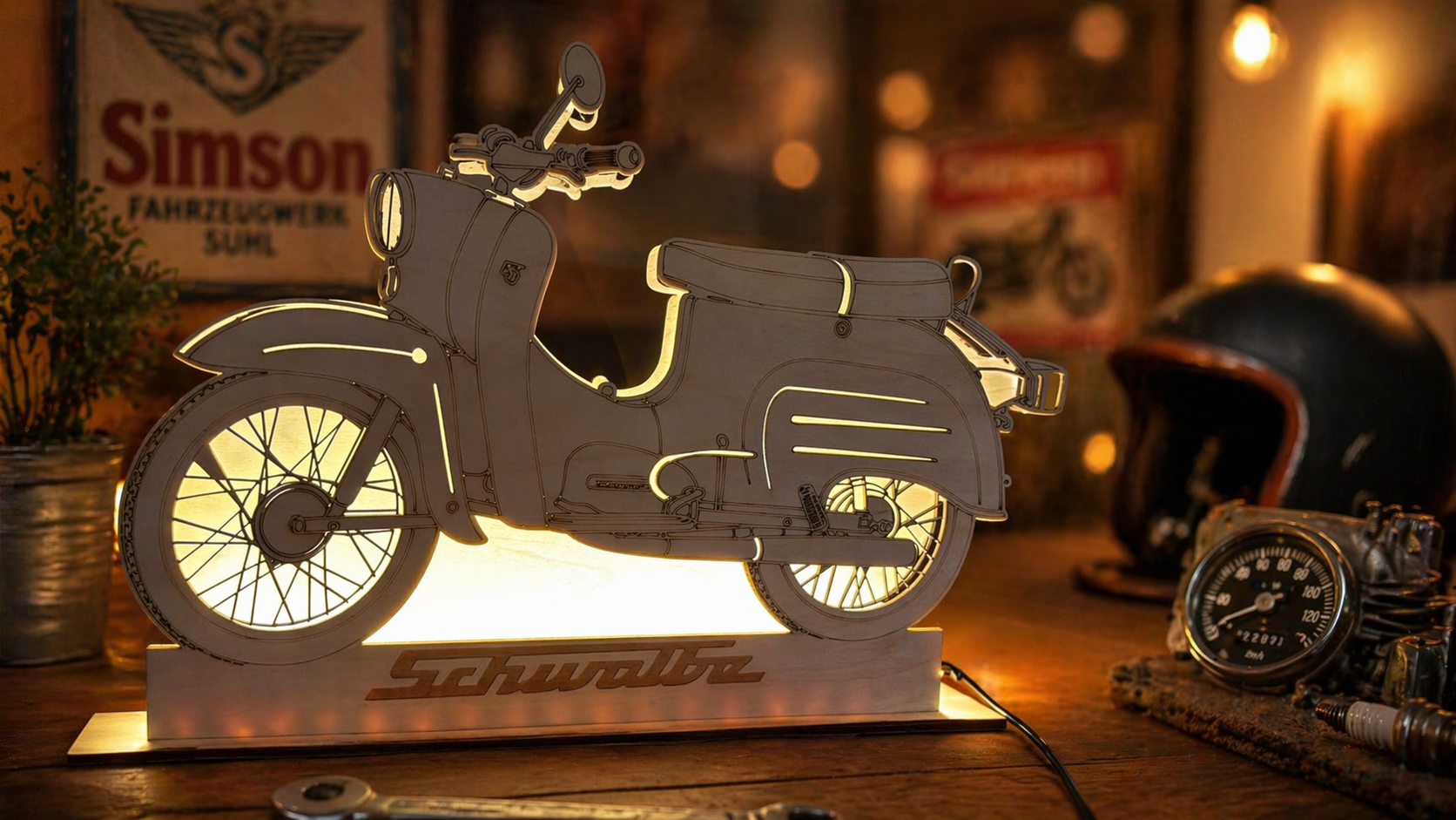 Simson Schwalbe Aufsteller Lampe