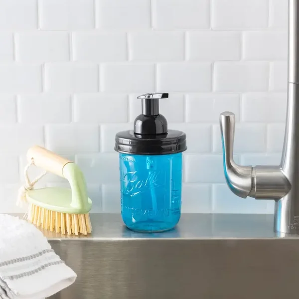 Distributeur de savon moussant pour pot Mason noir
