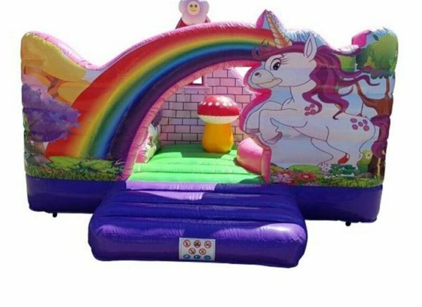 Hüpfburg / Einhorn mit Schloß und Rutsche
