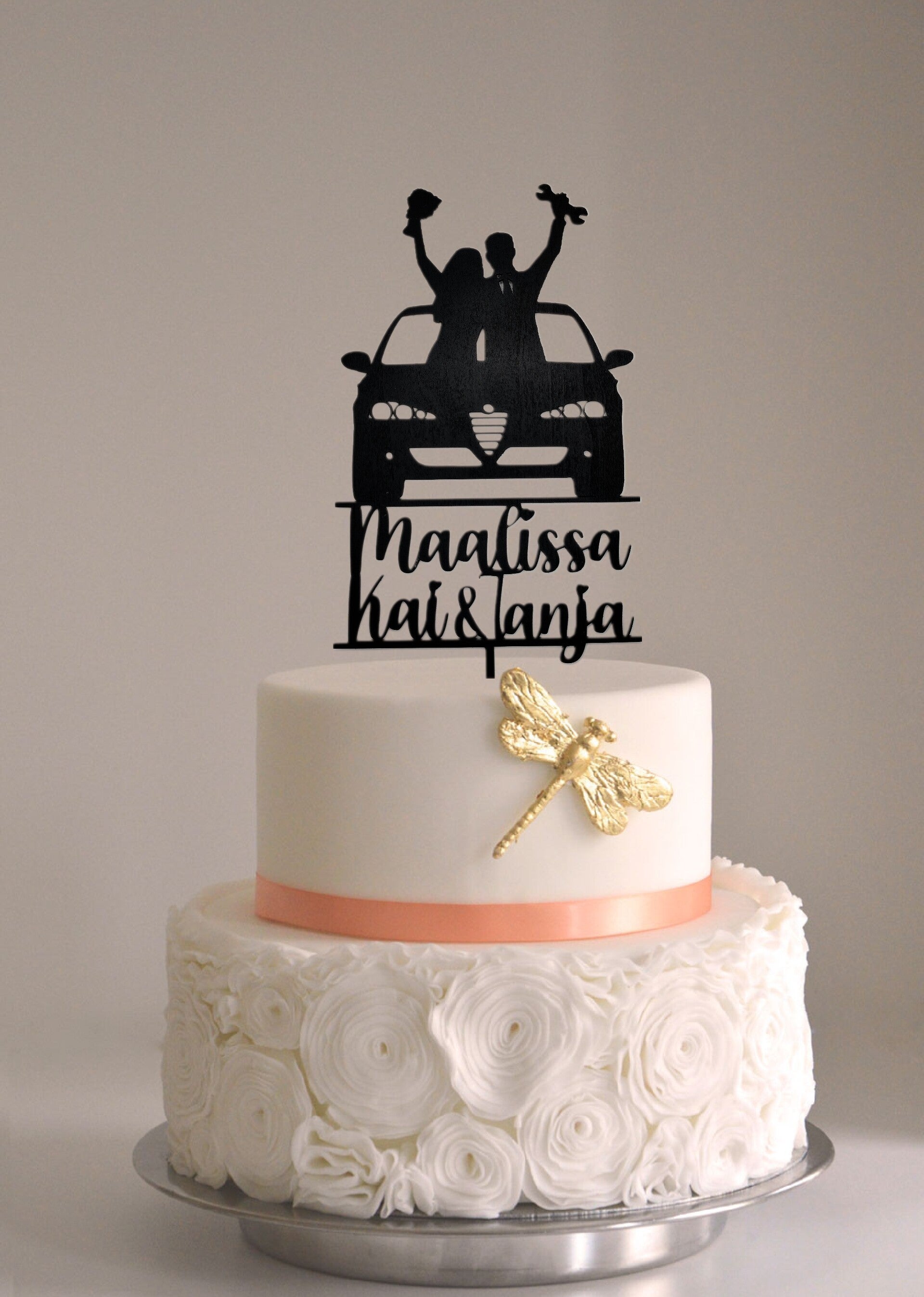 Personoitu kakkukoriste kuvalla ja tekstillä