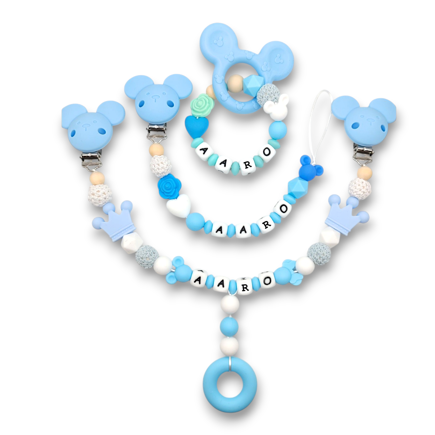 Tuttinauha, vaunulelu ja pururengas hiiri sininen