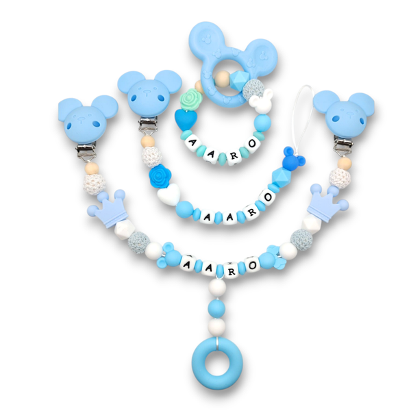 Tuttinauha, vaunulelu ja pururengas hiiri sininen