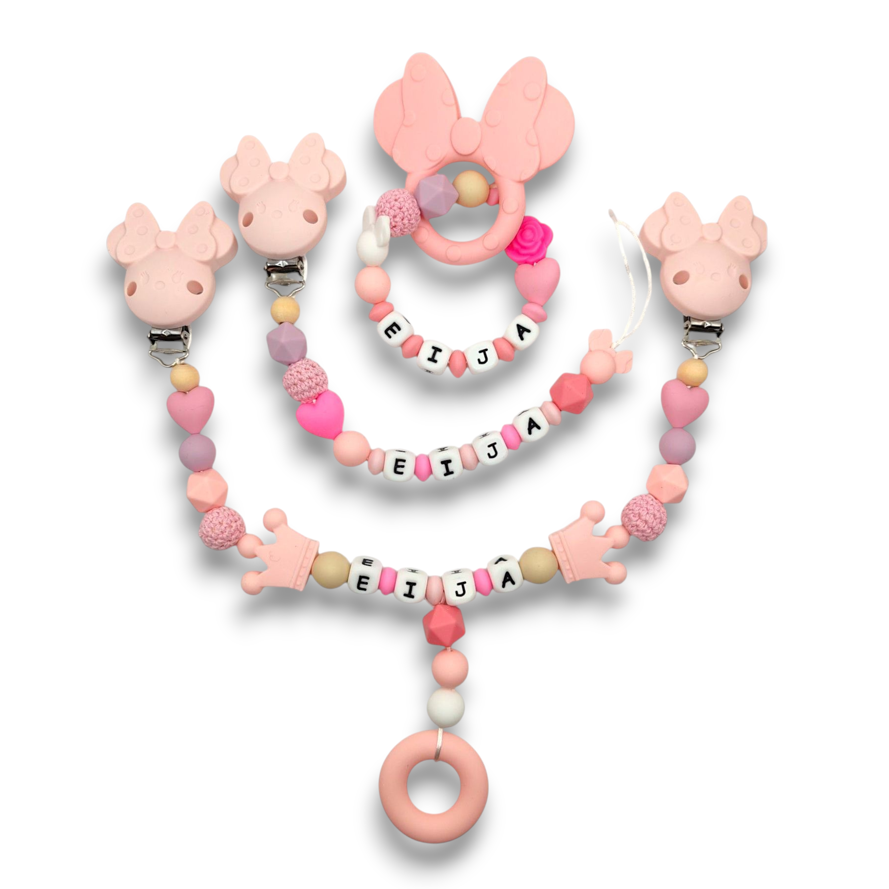 Tuttinauha, vaunulelu ja pururengas hiiri valeanpunainen