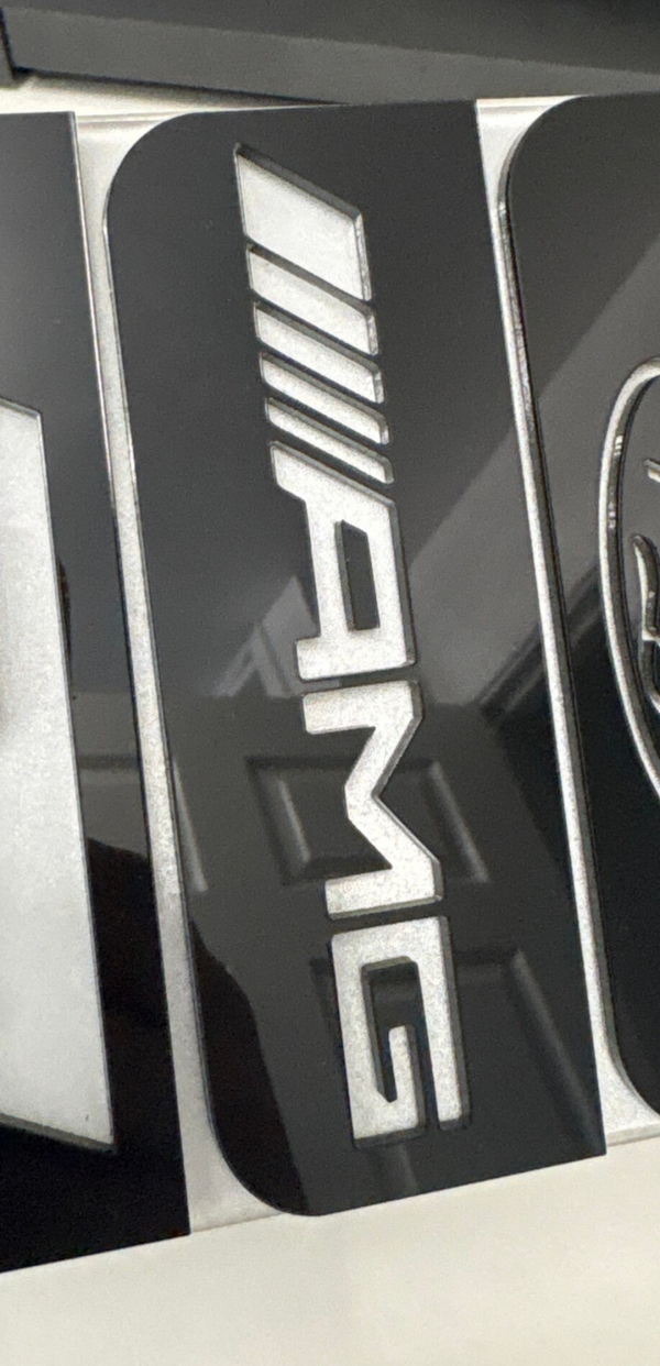 Share 2x 4D Acrylic Stylish Number Plate MERCEDES AMG Stickers Side Badges