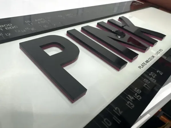 Black/pink 6mm SHOW NUMBER PLATES 4d Acrylic