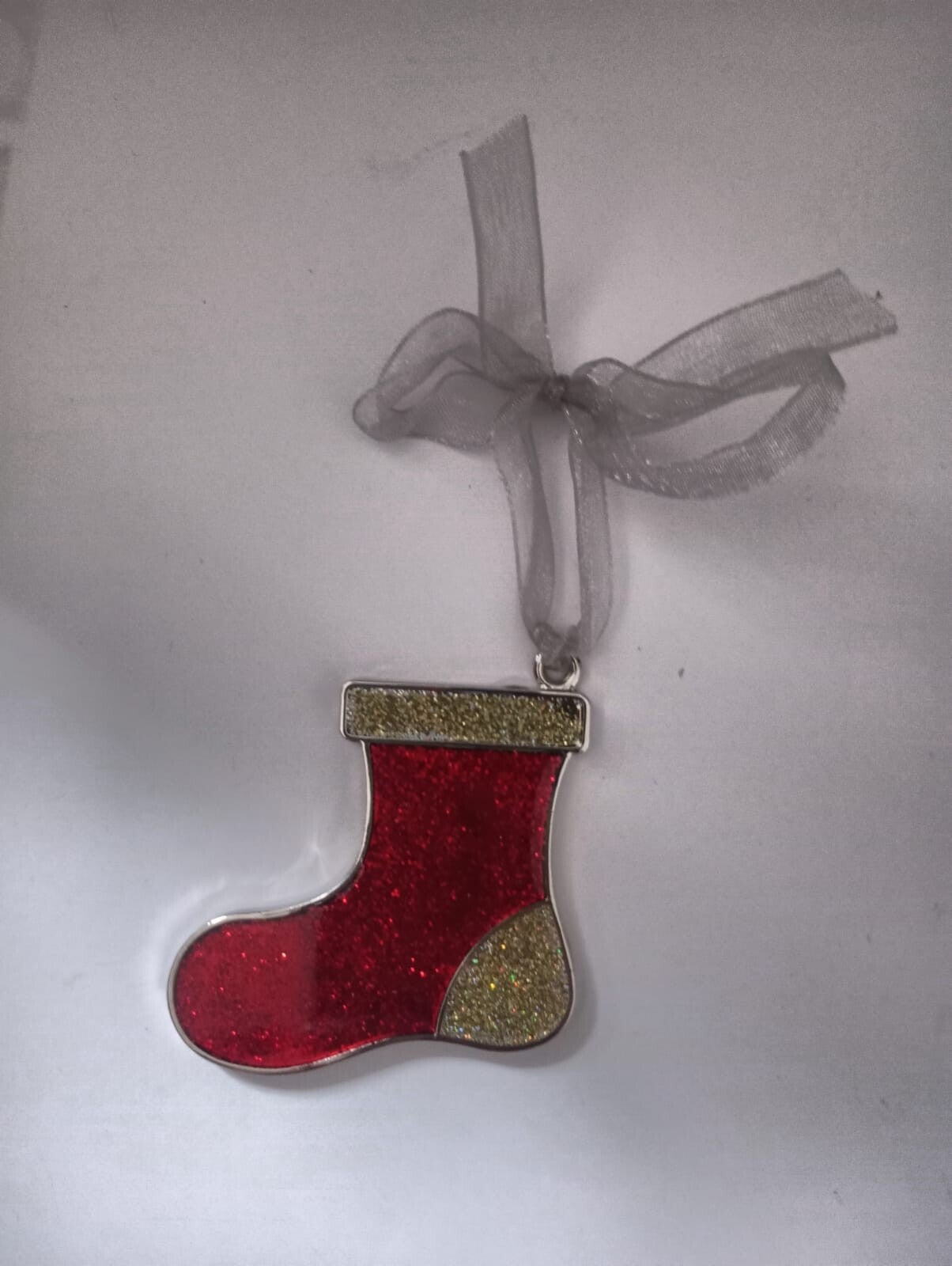 Weihnachtsanhänger Stiefel rot-gold mit Schleife
