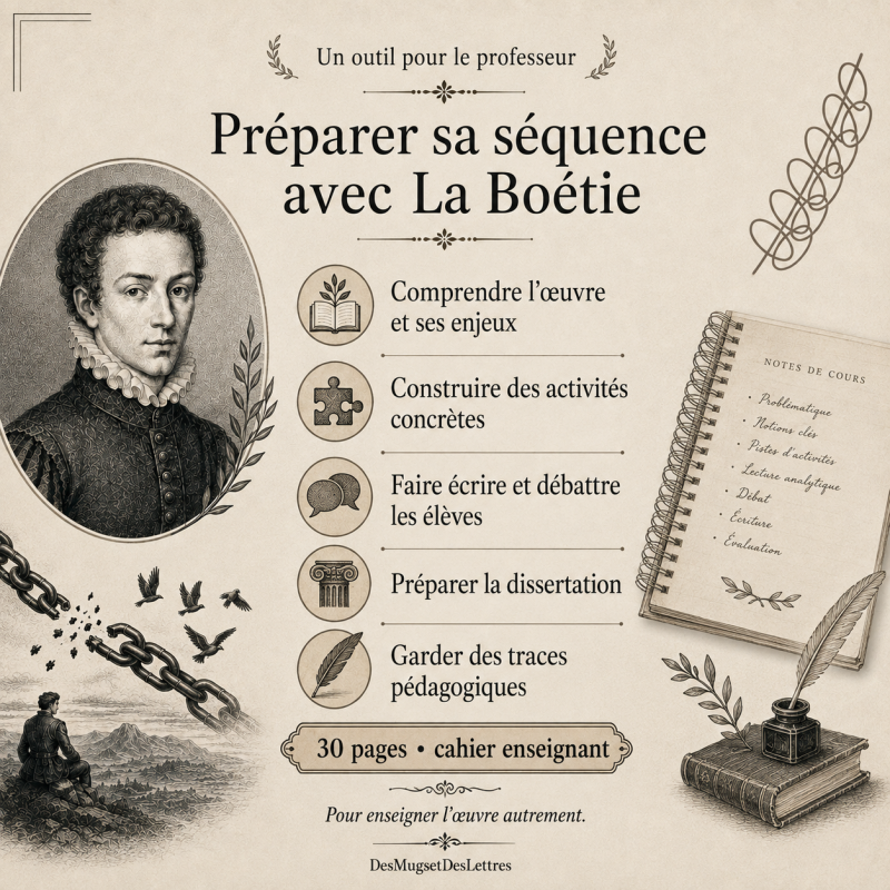 Ressource de français lycée – cahier enseignant sur La Boétie et le Discours de la servitude volontaire