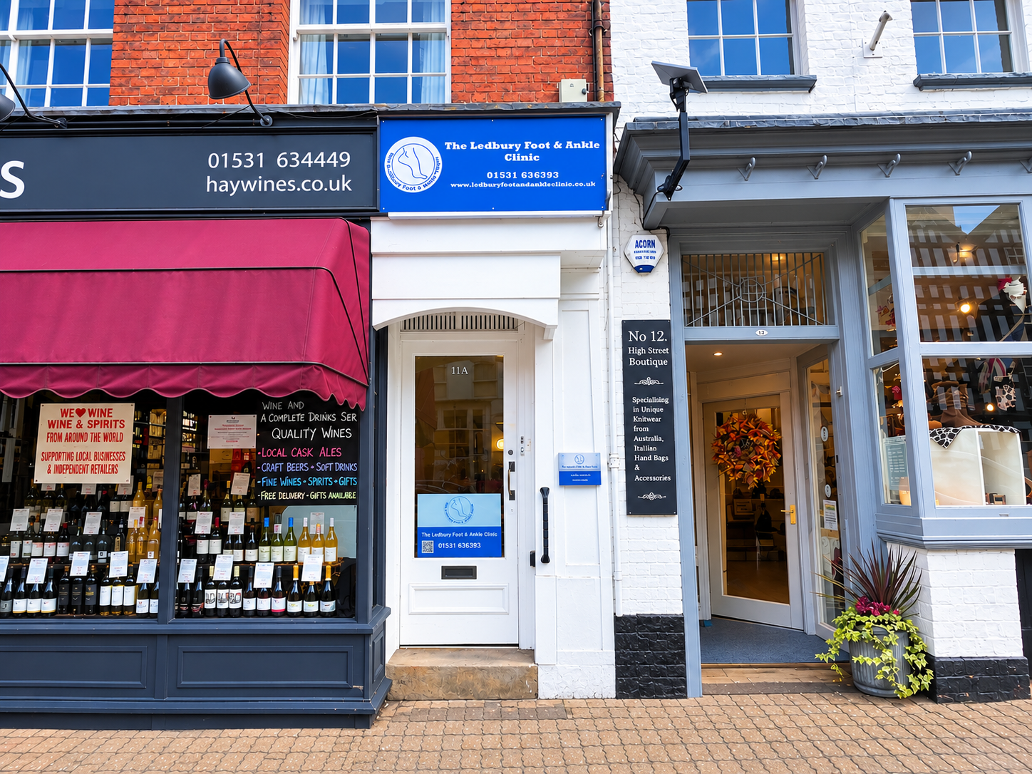 The exterior of The Ledbury Foot and Ankle Clinic on High Street in Ledbury