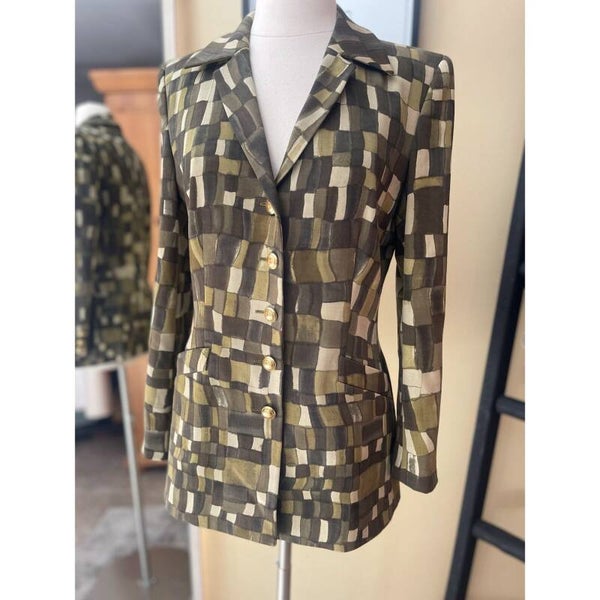 Vintage Escada green geometric blazer