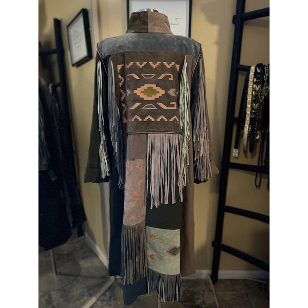 VINTAGE Santa Fe Recreations hand-painted fringe coat
