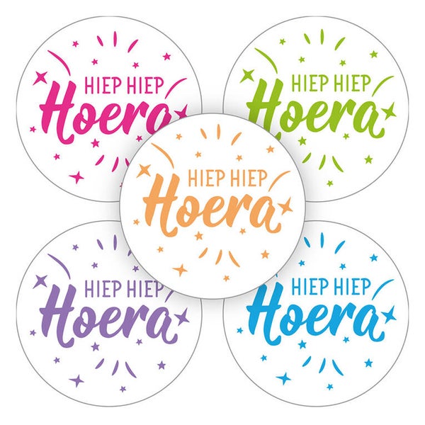 Stickers (10x) - Hoera, confetti