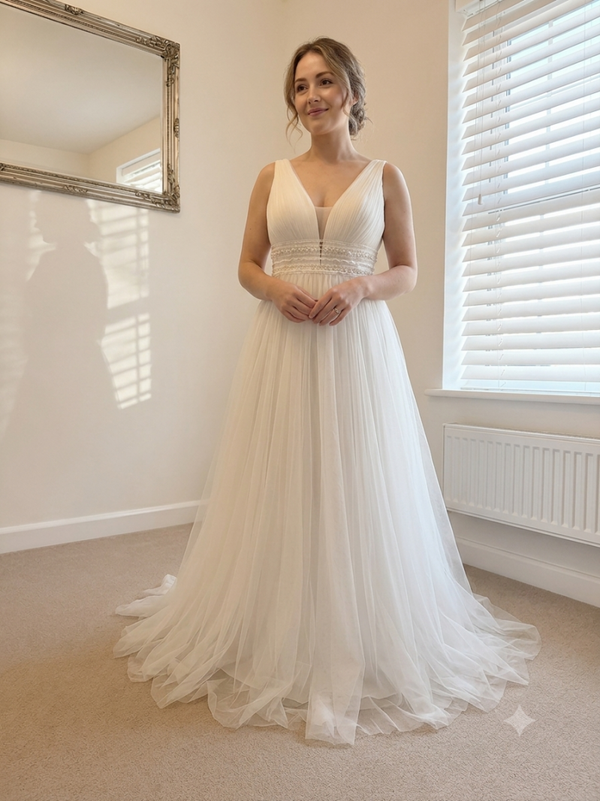Ever-Pretty Blush Pink Wedding Dress - Size 12