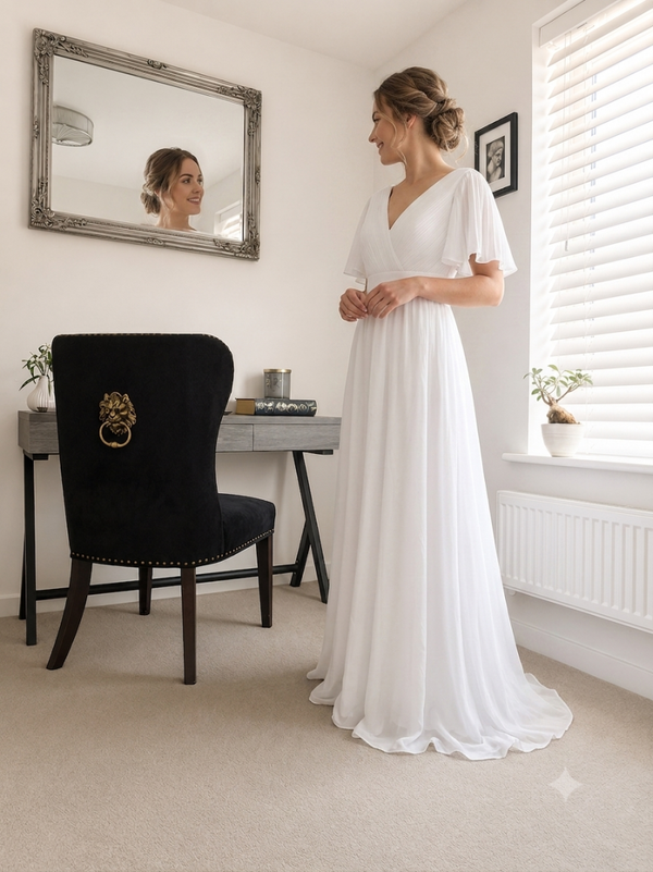 Ever-Pretty Elegant Chiffon Wedding Dress – Size 12