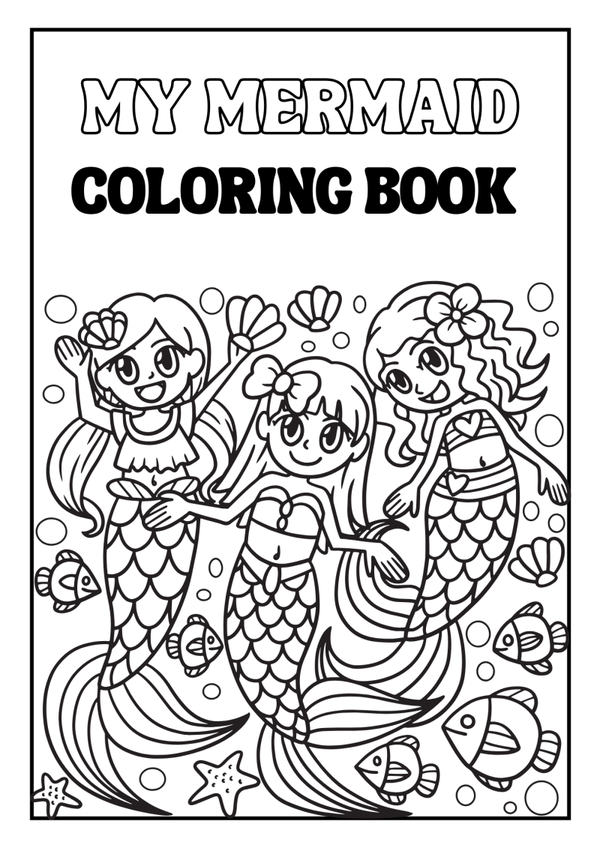 Mermaid Coloring Booklet in Grayscale Illustrative Style