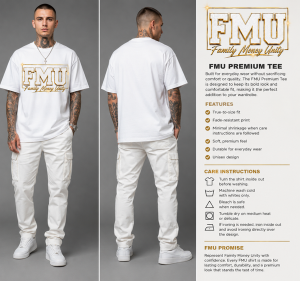 FMU Premium Tee – White/Gold Edition