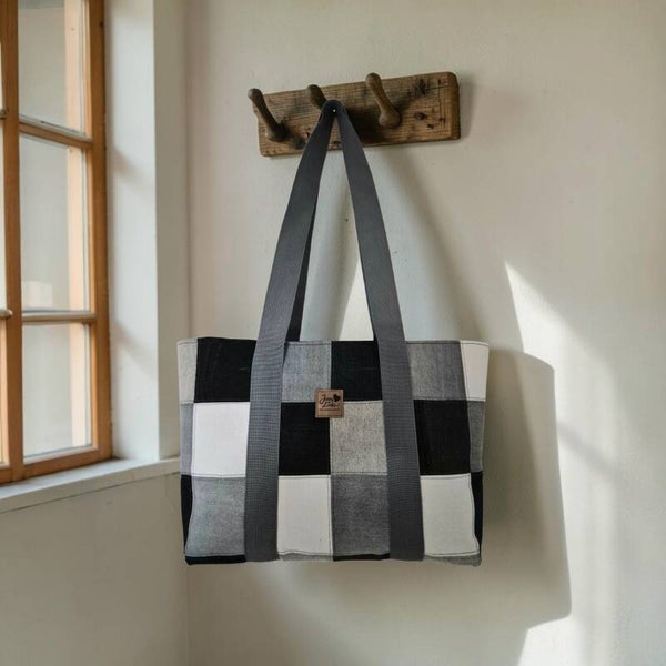 Handtasche Schwarz/Weiss maxi