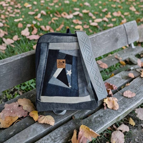 Rucksack Patchwork helle Jeans