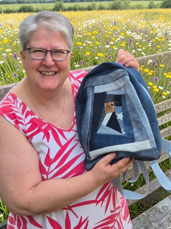 Rucksack Patchwork dunkle Jeans