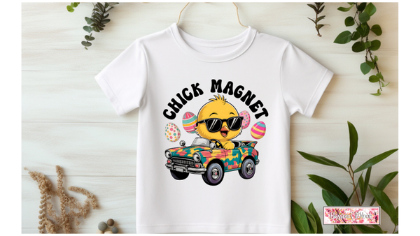 CHICK MAGNET ON WHITE T