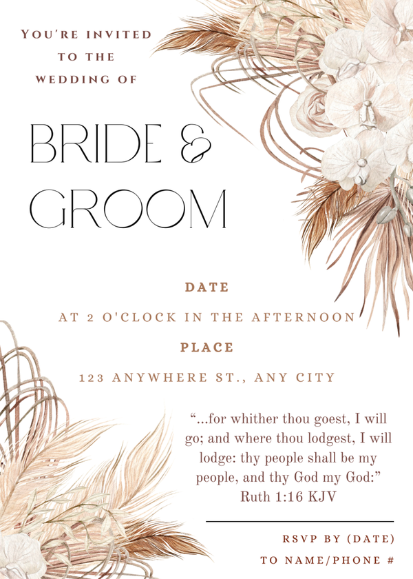 Boho Wedding Invitation (25 per pack)