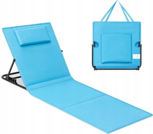 LEŻAK KRZESŁO PLAŻOWE SKŁADANY REGULOWANE OPARCIE 158X55 WYGODNY STABILNY SONGMICS P157-20